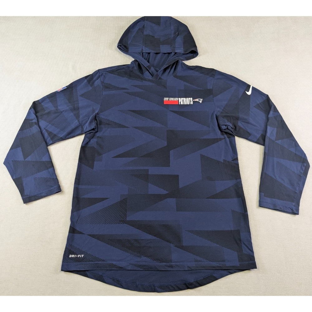 New England Patriots Hoodie Mens Medium Blue Nike Dri-Fit Shirt Training NFL